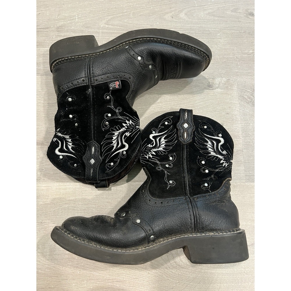 Justin Boots Gypsy Western Equestrian Cowboy Black Women's Size 6.5B L9977